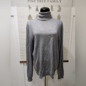 The Works Saks Fifth Avenue Silk Cashmere Turtleneck Sweater Grey XL